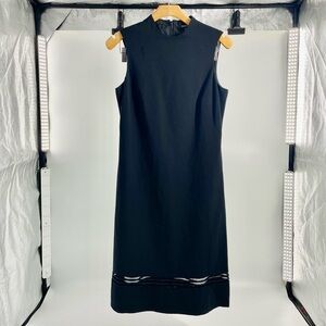 Emanuel Ungaro Black Classic Wool/ Silk Sheath Sleeveless Dress Cutout hemline 6
